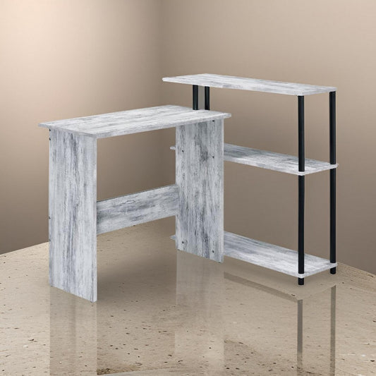 Writing Desk with Elegant Wood Design, Antique White and Black By Casagear Home