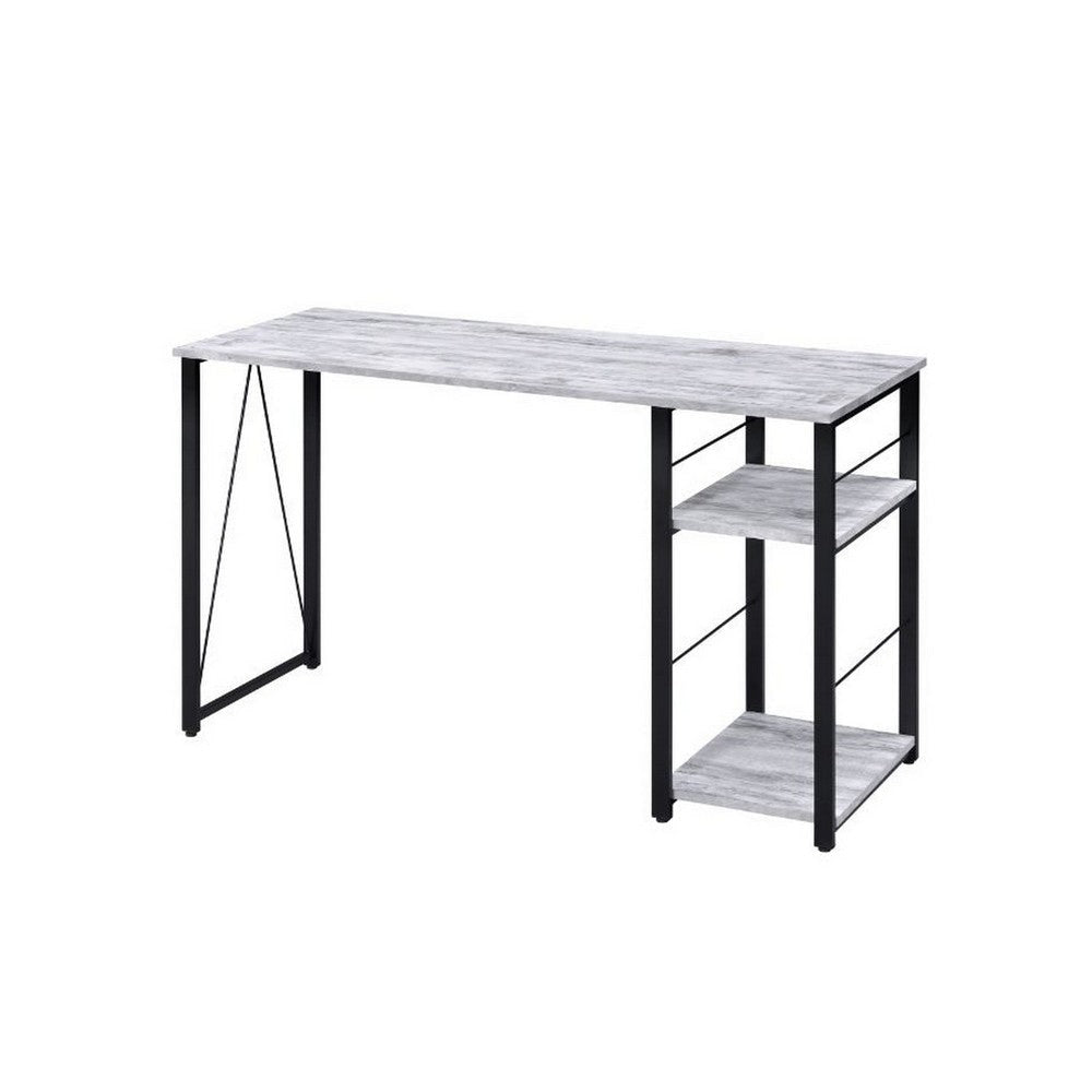 Writing Desk with Rustic Wood Finish, Antique White and Black