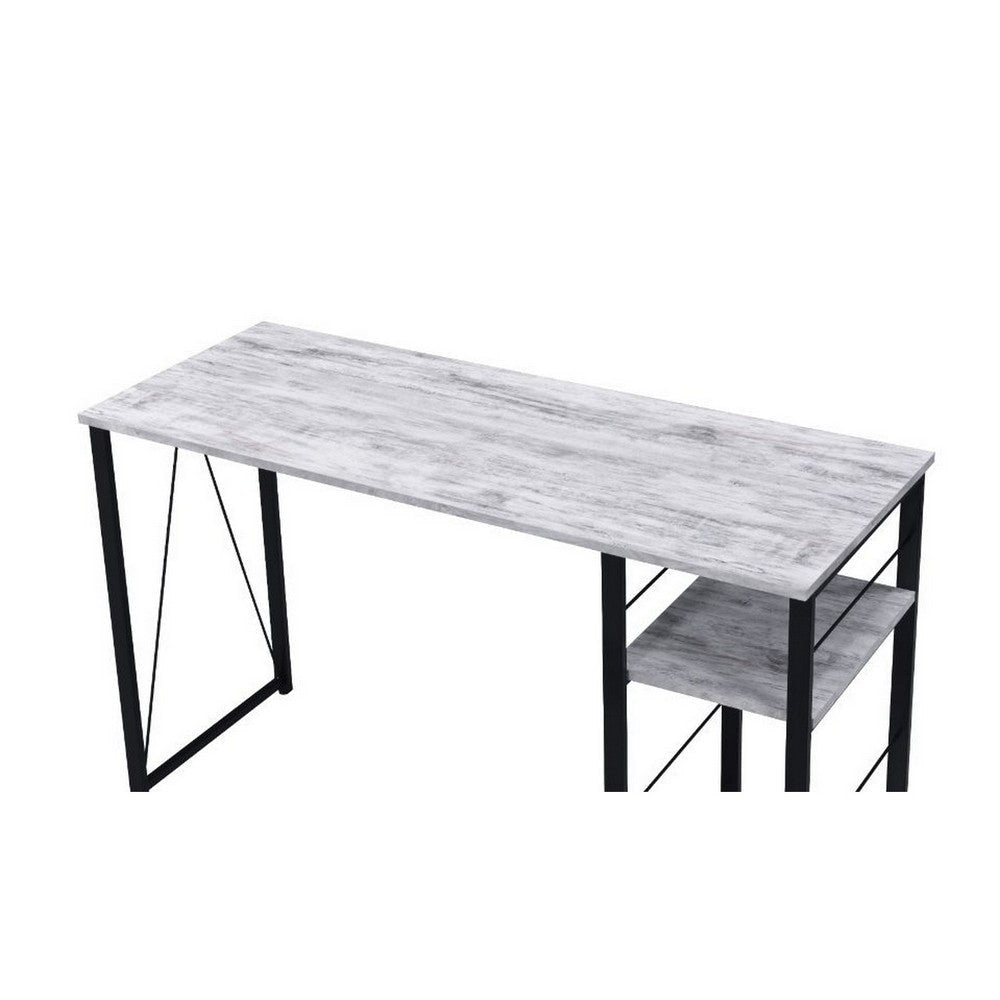 Writing Desk with Rustic Wood Finish Antique White and Black BM251354