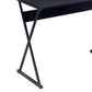 Writing Desk with L Shaped Top and S-Shaped Base , Black By Casagear Home
