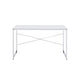 Writing Desk with X Shaped Cross Bar and Chrome Finish White By Casagear Home BM251367