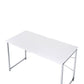 Writing Desk with X Shaped Cross Bar and Chrome Finish, White By Casagear Home