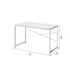 Writing Desk with X Shaped Cross Bar and Chrome Finish, White By Casagear Home