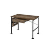 Writing Desk with Industrial Style and 3 Tier Sleek Side Shelves Oak Brown BM251386