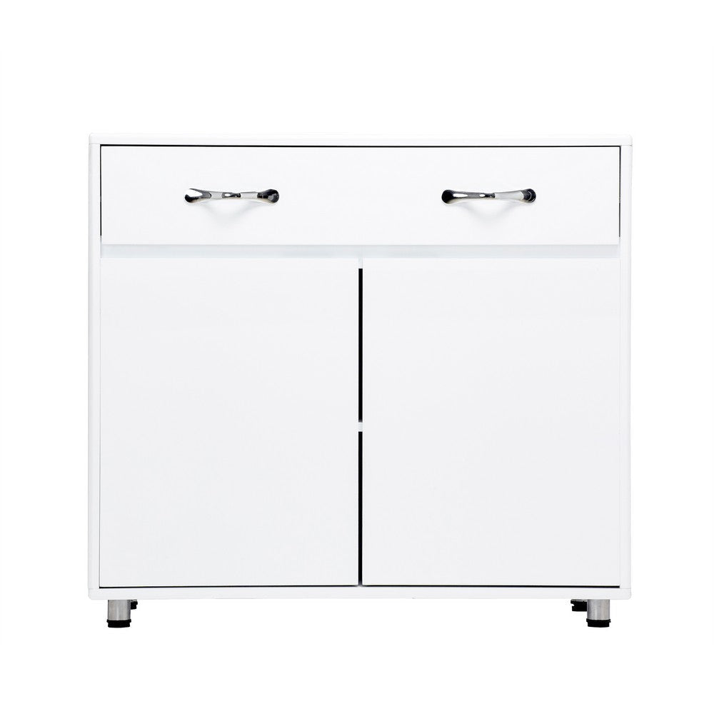 Server with 2 Door Storage and 1 Drawer, White By Casagear Home