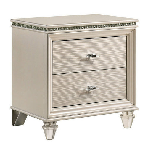 Vivian Nightstand | 2 Drawers | Acrylic Legs | Pearl White