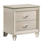 Nightstand with Textured 2 Drawers and Acrylic Legs, Pearl White By Casagear Home