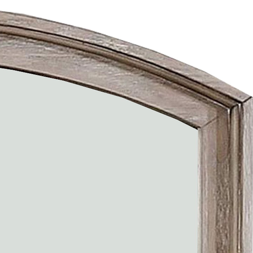 Mirror with Curved Top Frame and Weathered Look Gray By Casagear Home BM252402