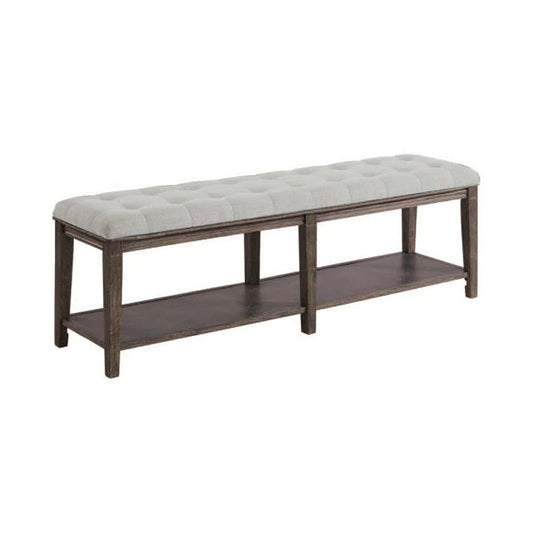 Luxe Bench | Tufted Seat | Open Shelf | Beige | 48"