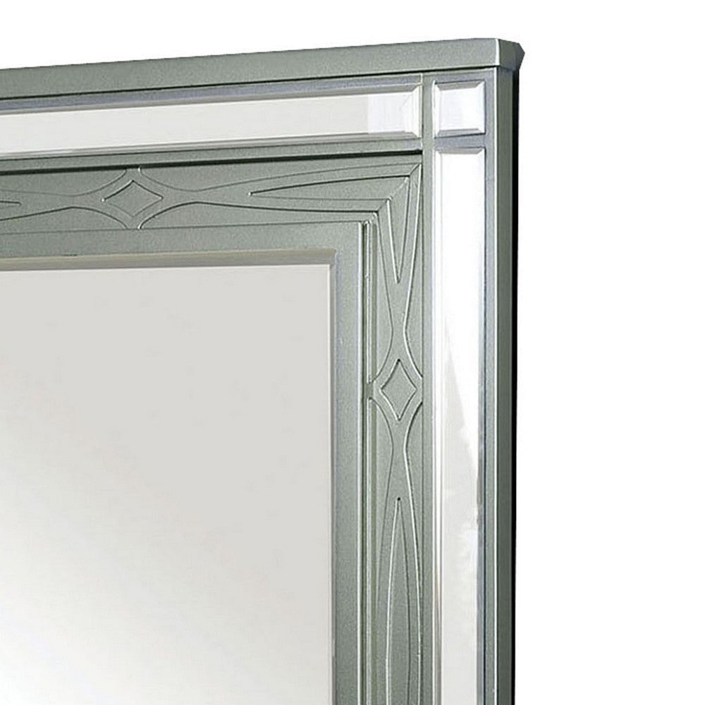 Mirror with LED and Mirrored Trim Accent Silver By Casagear Home BM252477