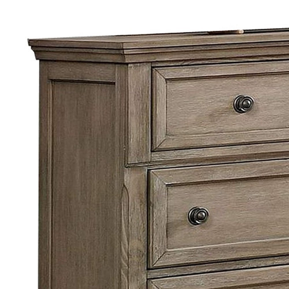 Dresser with 1 Hidden Drawer and Weathered Look Gray By Casagear Home BM252503