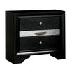 Vivian Nightstand | Jewelry Drawer | Silver Trim | Black
