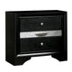 Vivian Nightstand | Jewelry Drawer | Silver Trim | Black