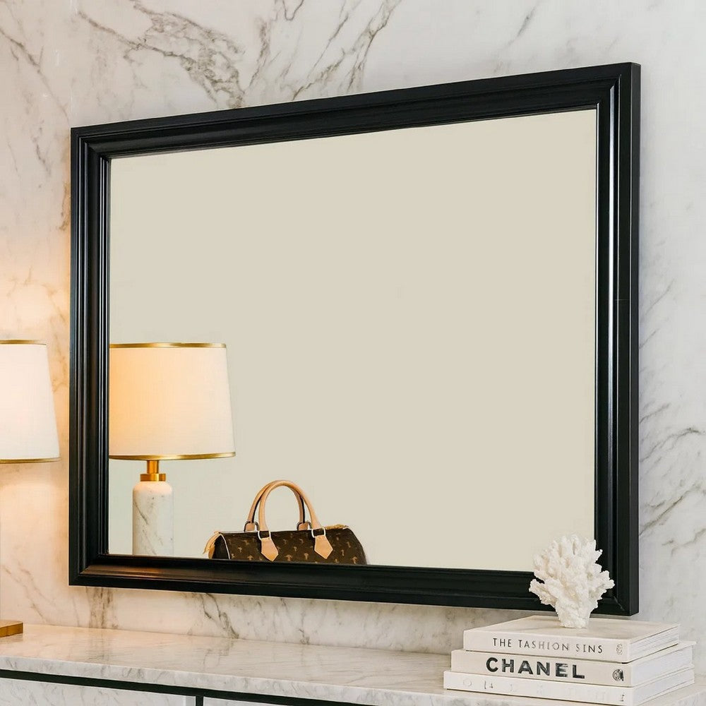 Dorian Mirror | Wood Frame | Molded Detail | Black