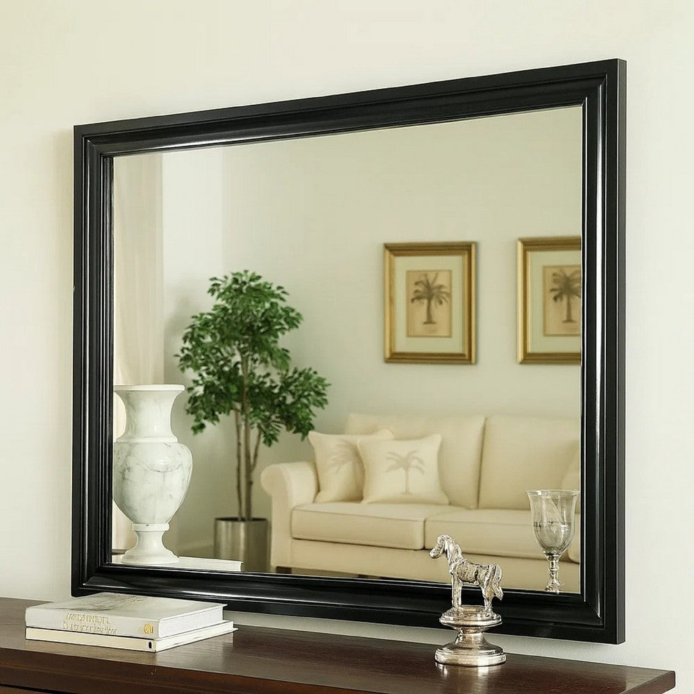 Dorian Mirror | Wood Frame | Molded Detail | Black
