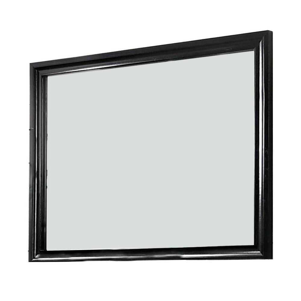 Dorian Mirror | Wood Frame | Molded Detail | Black