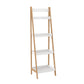 4 Tier Bookshelf with Ladder Style and Raised Edges, White and Brown By Casagear Home