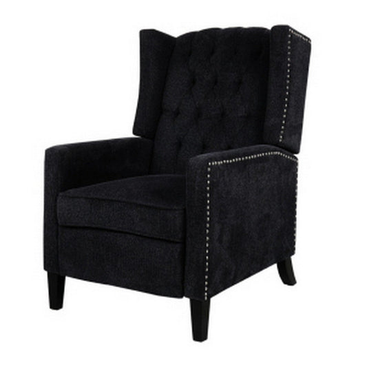 Preston Recliner Chair | Button Tufted | Pushback Arms | Black