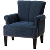 Accent Chair with Fabric Upholstery and Channel Tufting, Navy Blue By Casagear Home