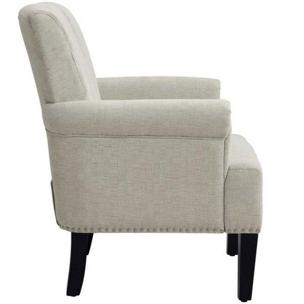 Accent Chair with Fabric Upholstery and Channel Tufting Cream By Casagear Home BM252573