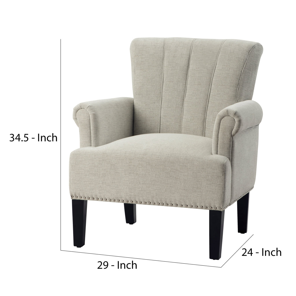 Accent Chair with Fabric Upholstery and Channel Tufting Cream By Casagear Home BM252573