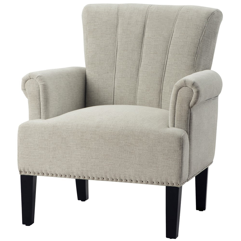 Accent Chair with Fabric Upholstery and Channel Tufting, Cream By Casagear Home