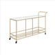 Serving Cart with 2 Tier Design and Metal Frame, Gold