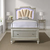 Full Bed with 1 Drawer and Padded Headboard, Champagne Gold