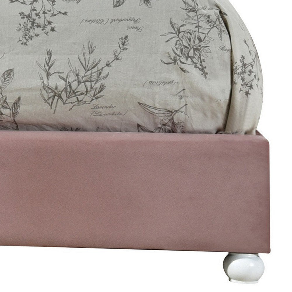 Full Bed with Button Tufted Arched Headboard Pink BM252761