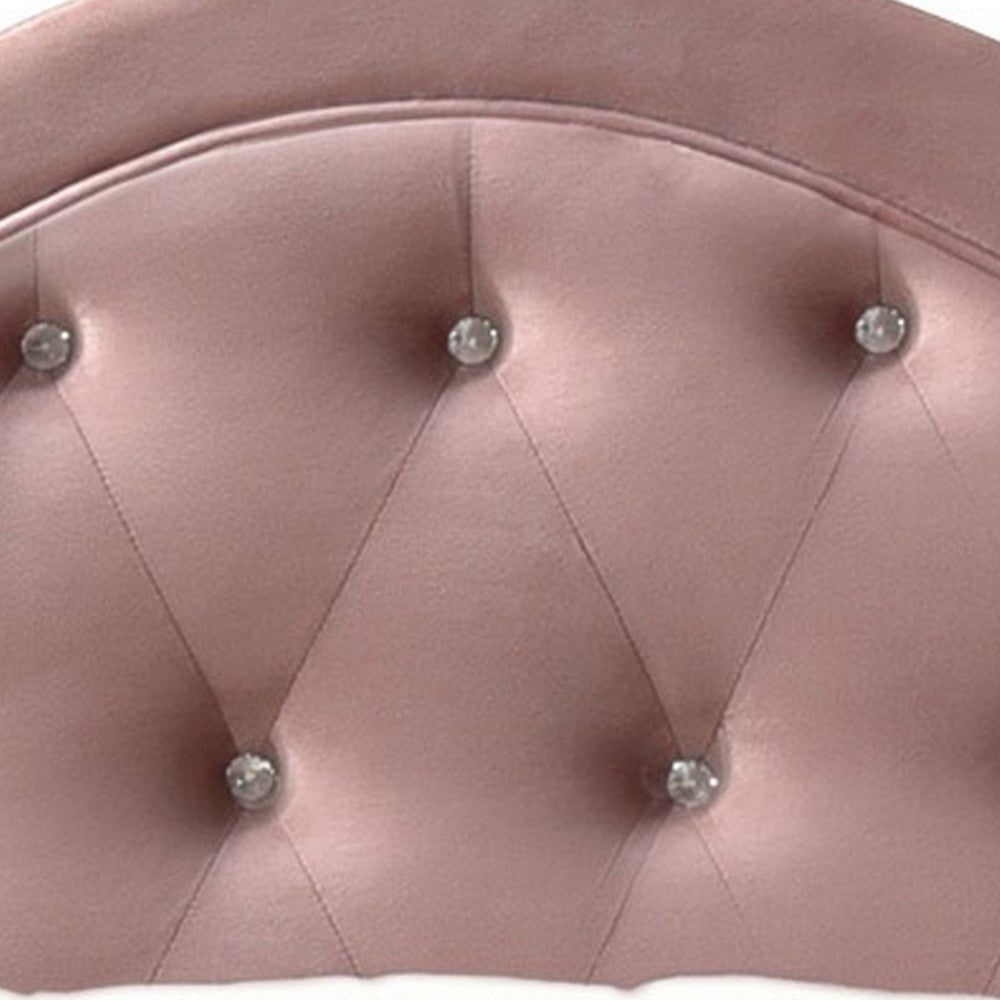 Full Bed with Button Tufted Arched Headboard Pink BM252761