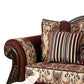 Sofa with Paisley Fabric and Ornate Details Red and Brown By Casagear Home BM252816