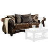 Sofa with Damask Pattern and Rolled Arms, Brown By Casagear Home