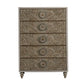 Chest with Polyresin Floral Design, Ivory By Casagear Home