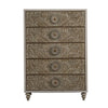 Chest with Polyresin Floral Design, Ivory By Casagear Home