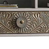 TV Stand with Polyresin Floral Design Ivory By Casagear Home BM253003