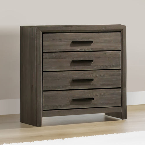 Dorian Tall Dresser Chest | Black Rectangular Pull Handles | Gray