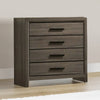 Dorian Tall Dresser Chest | Black Rectangular Pull Handles | Gray