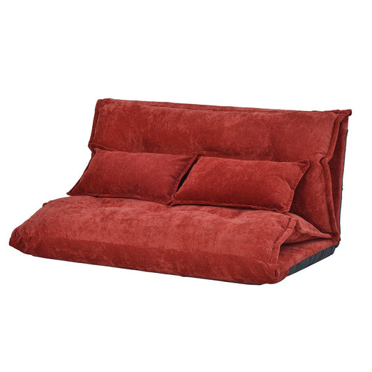 Sofa Bed with 5 Way Adjustable Back and Pillows, Red By Casagear Home