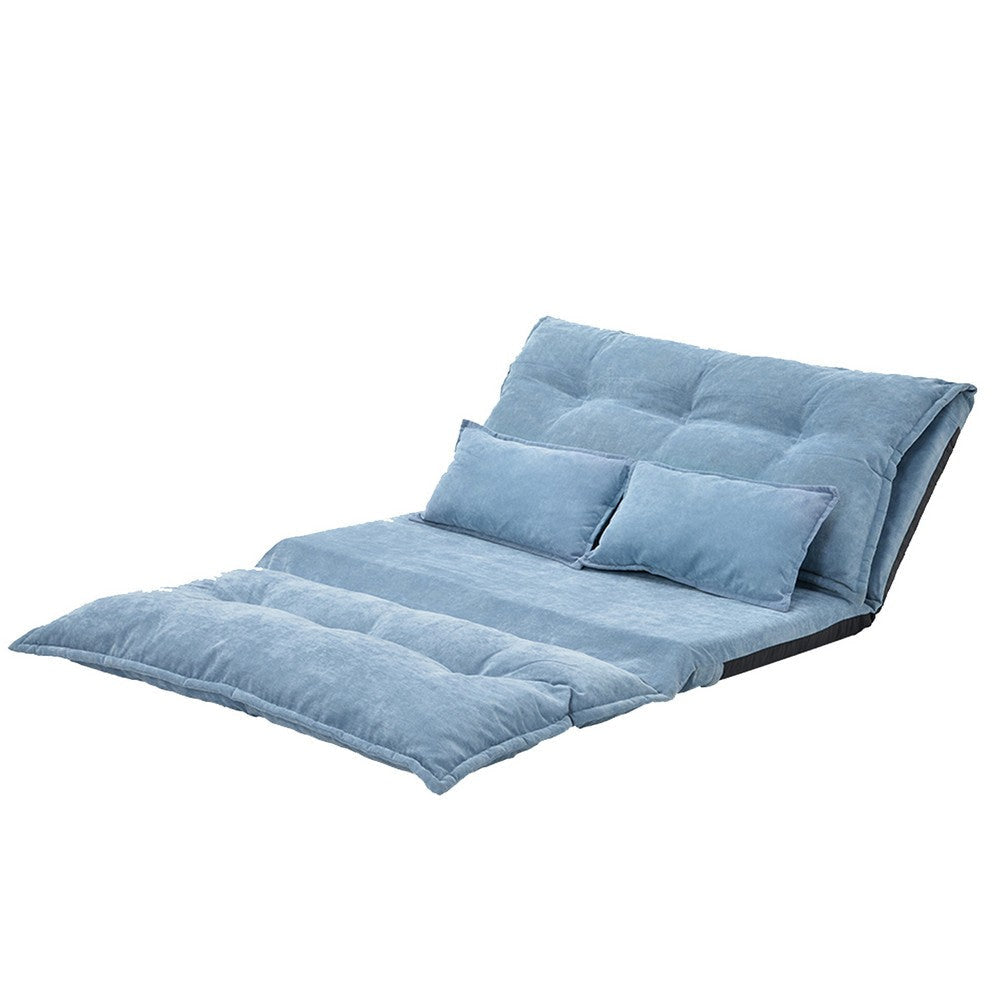 Adjustable Foldable Leisure Futon Sofa with Tufting Blue By Casagear Home BM261469