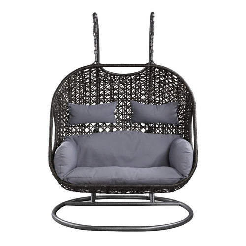 Cora Patio Swing Chair | Wicker Weave | Tubular Stand | Black