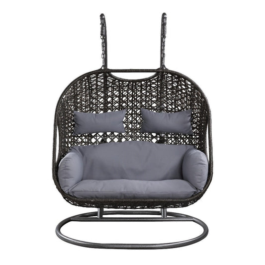 Cora Patio Swing Chair | Wicker Weave | Tubular Stand | Black