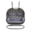 Patio Swing Chair with Tubular Stand and Wicker Weaving Black By Casagear Home BM261732