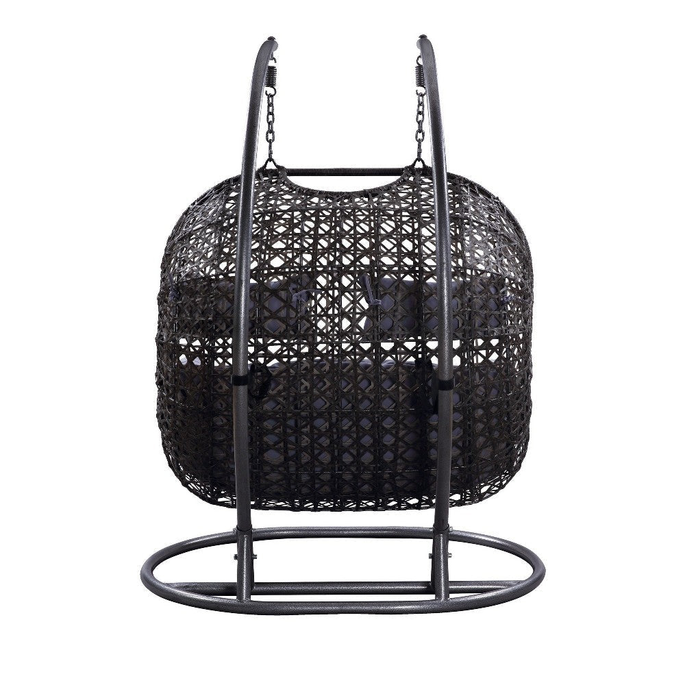 Cora Patio Swing Chair | Wicker Weave | Tubular Stand | Black BM261732