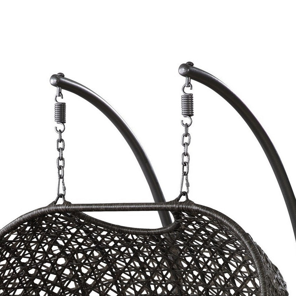 Cora Patio Swing Chair | Wicker Weave | Tubular Stand | Black BM261732