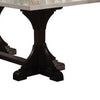 Dining Table with Marble Top and Trestle Base, Offwhite