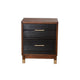 Nightstand with 2 Drawers and Round Legs, Brown and Black