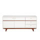 TV Console with 2 Door Cabinets and 3 Drawers, Brown and White