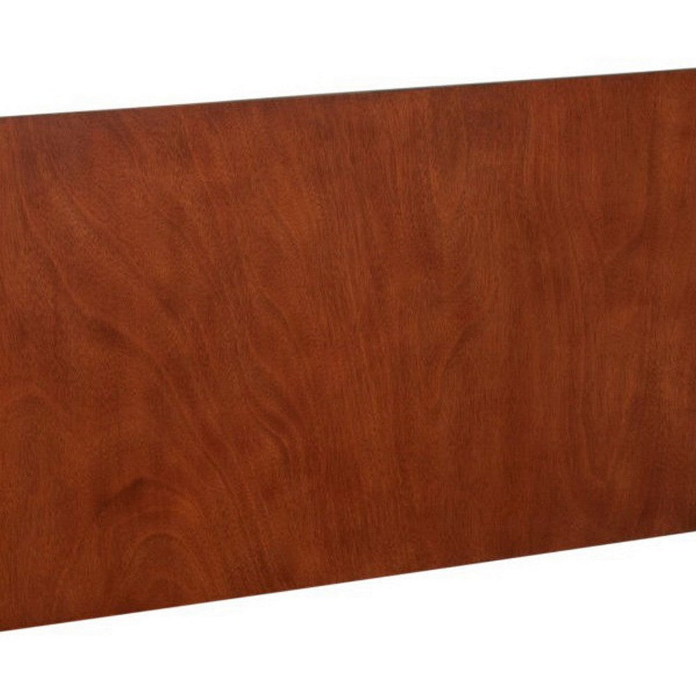 Queen Platform Bed with Panel Headboard, Cherry Brown