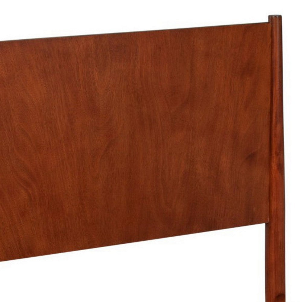 King Platform Bed with Panel Headboard, Cherry Brown