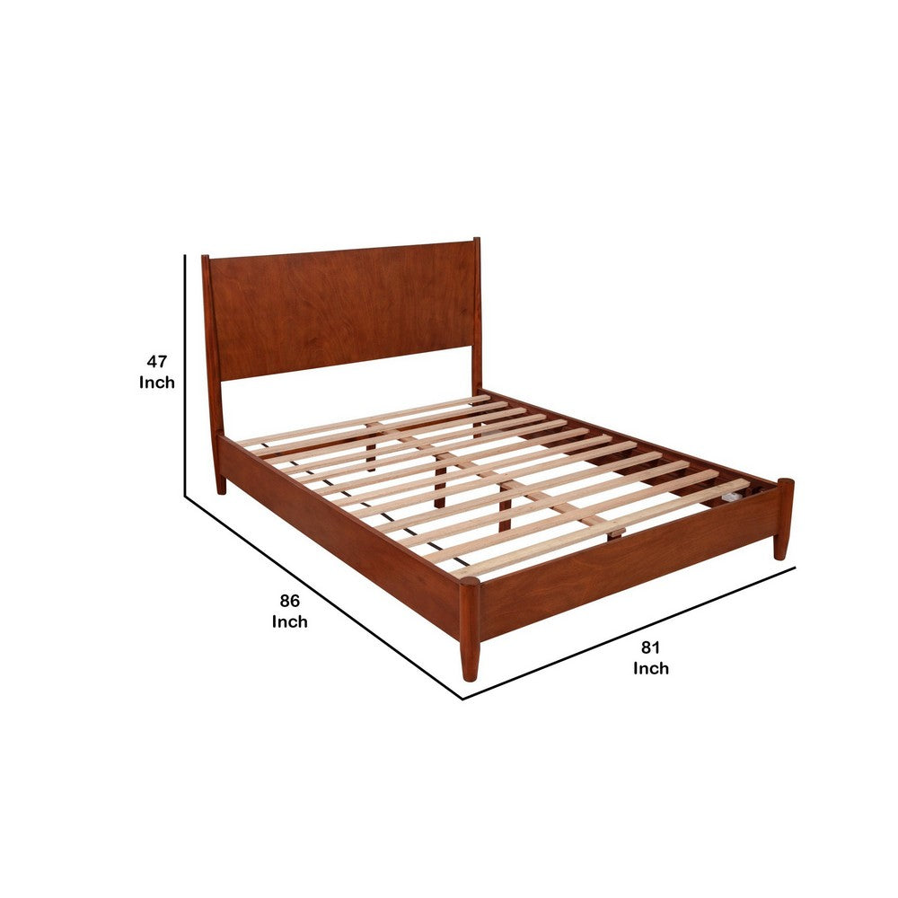 King Platform Bed with Panel Headboard, Cherry Brown